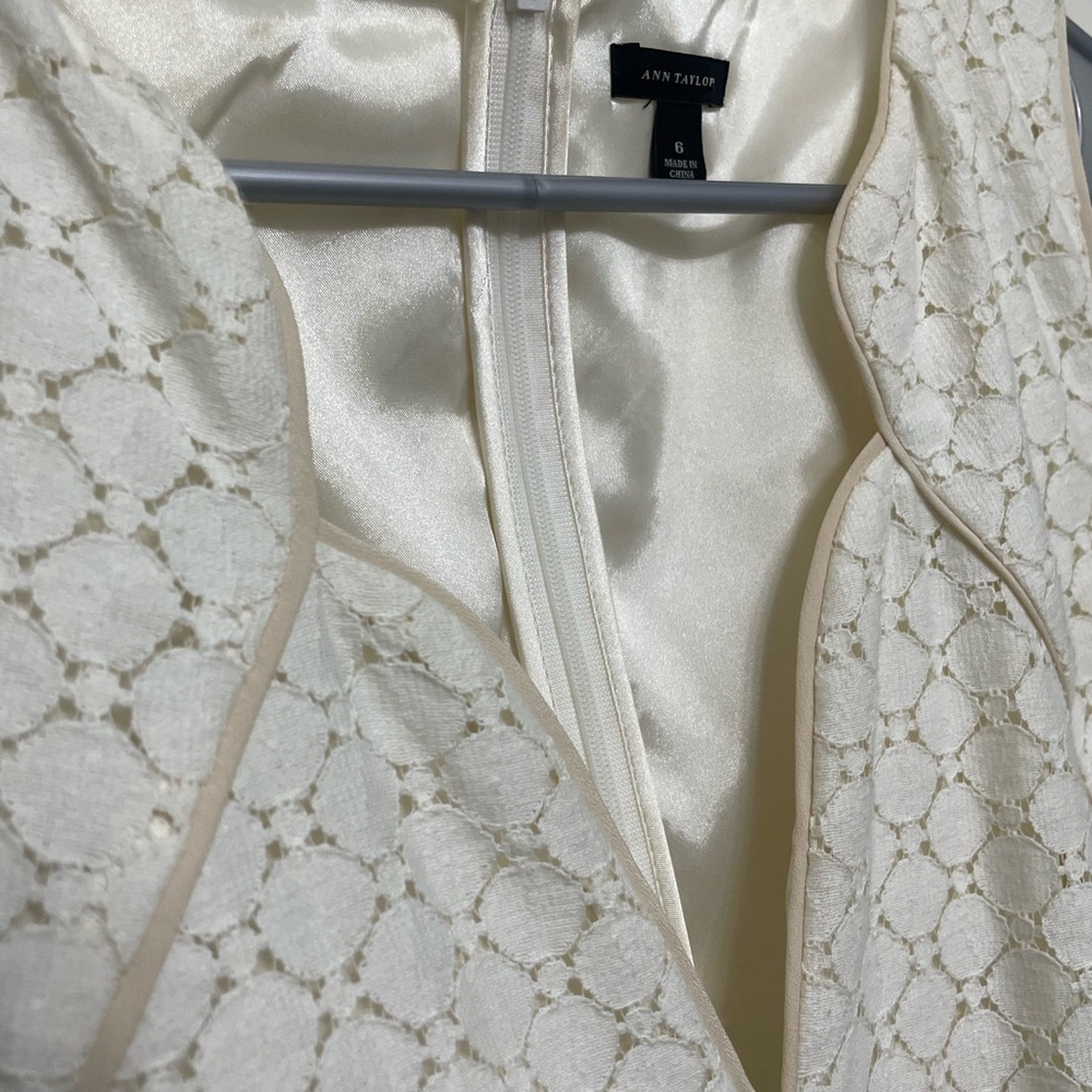 Ann Taylor Cream A-Line Mini Dress Scoop Neck - Picture 6 of 9